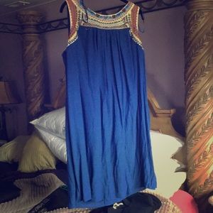 Blue dress with neck accent